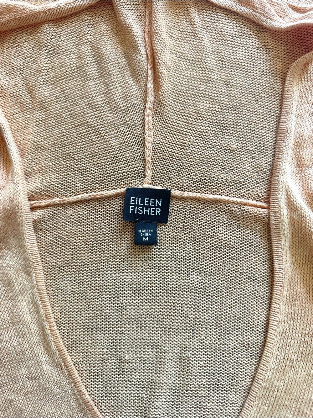 Eileen Fisher 100% Linen Hooded Sweater Size M Orange Lightweight - Picture 4 of 8
